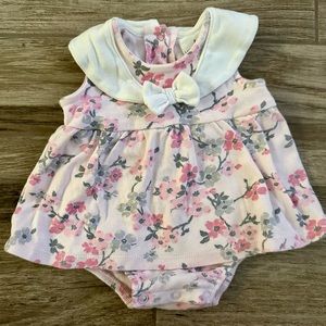 Laura Ashley Baby girl onesie dress, size 0-3 mo., used